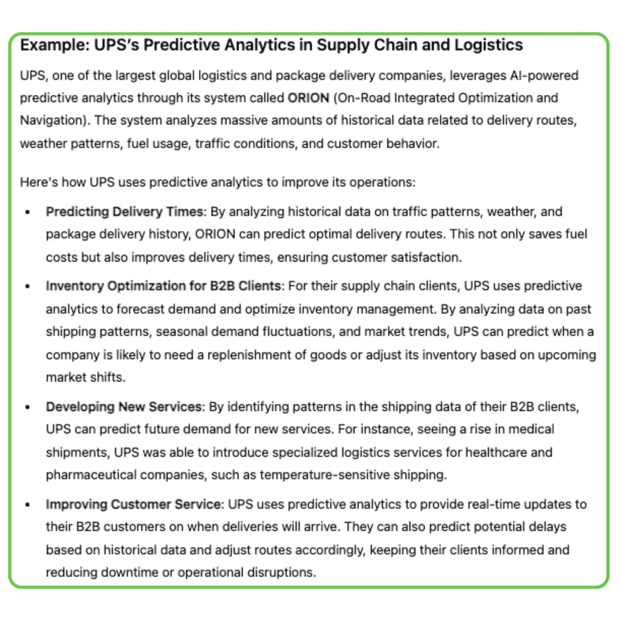 How UPS uses AI in predictive analysis